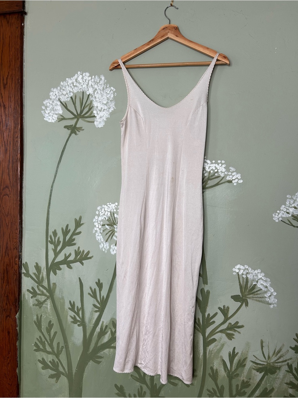 VTG Cream Nylon Slip Dress